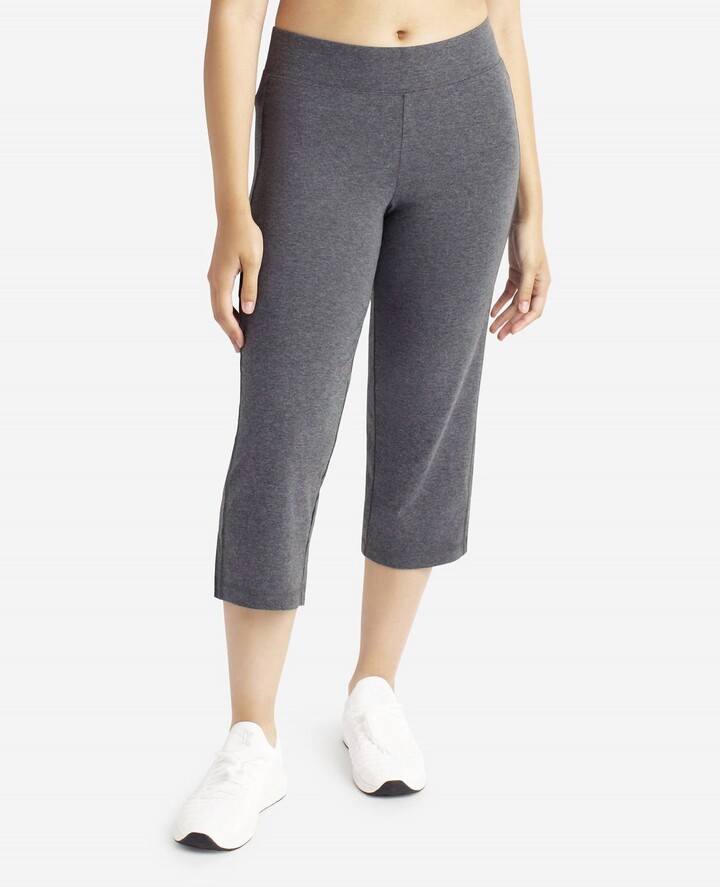 Danskin Essentials Yoga Crop Pants In Charcoal Grey Heather