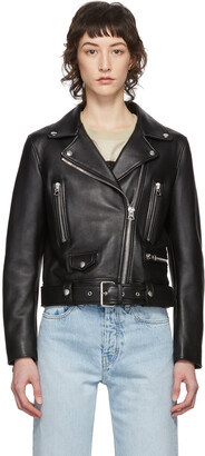 acne studios cropped leather biker jacket