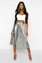 Thumbnail for your product : boohoo Metallic Pleated Midi Skirt