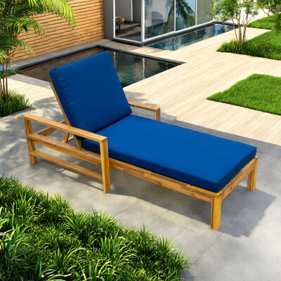 Latitude Run Outdoor Lounge Chair With Adjustable Backrest And High-density Foam Cushion