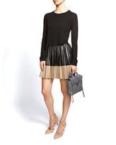 Thumbnail for your product : Robert Rodriguez Two Tone Pleated Leather Mini Skirt