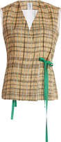 Thumbnail for your product : Rosie Assoulin Plaid Linen-Blend Wrap Top