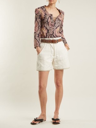 Isabel Marant Xisia Floral-print Lace-up Blouse - Pink Multi