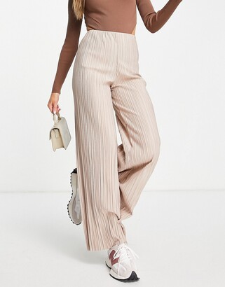 And other stories & co-ord plisse trousers in beige - STONE
