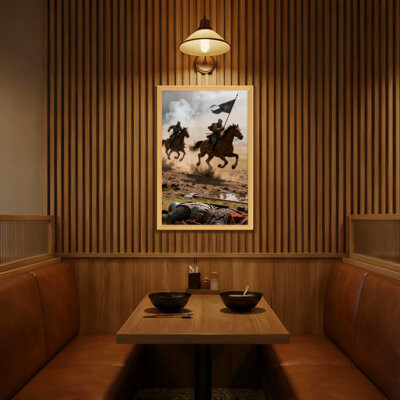 Astoria Grand Landscape & Nature Knight Riding Horse Battle Flag Smoke Armor