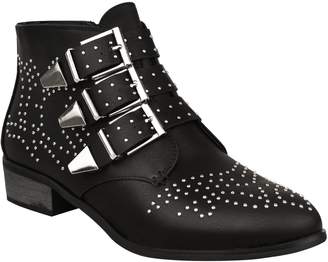 Fashion Thirsty Womens Vintage Style Studded Ankle Boots Biker Low Heel Cowboy Shoes Size 7
