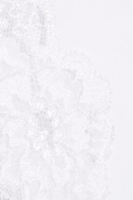 La Perla Souple Lace-trimmed Stretch Cotton-blend Jersey Bodysuit - White