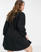 Thumbnail for your product : ASOS Curve ASOS DESIGN Curve mini wrap shirt dress in black