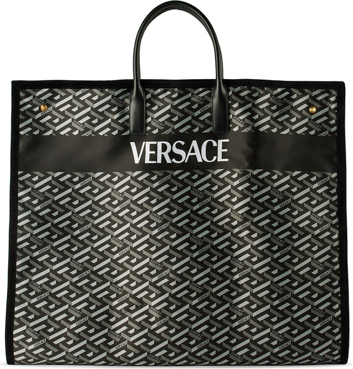 La Medusa cotton canvas tote bag in black - Versace