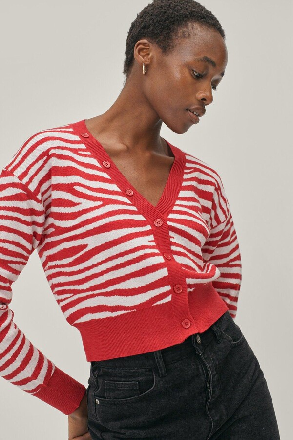 red zebra print top