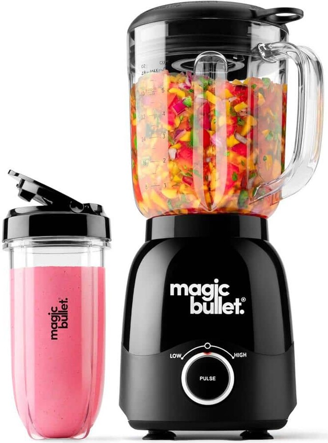 Magic Bullet 48 oz. 3 Speed Black Blender with Travel Cup and Lid