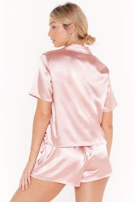 Nasty Gal Womens The Sleepover Club Satin Shirt and Shorts Pyjama Set - pink - 8