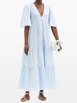 Thumbnail for your product : Loup Charmant Symi Tiered Organic-cotton Maxi Dress - Light Blue