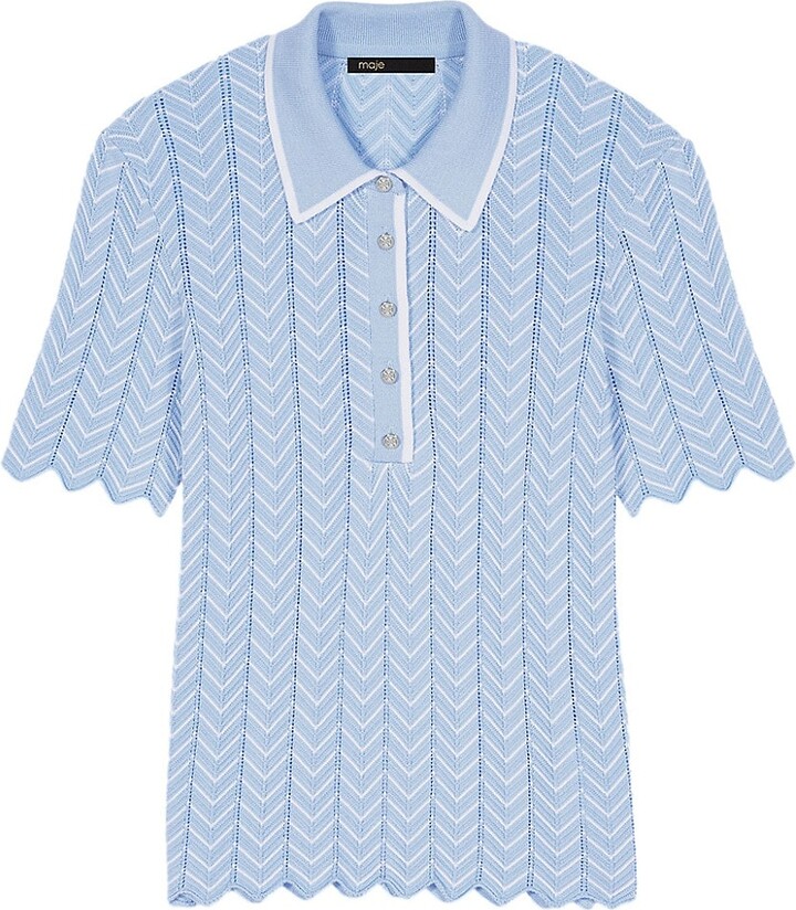 Maje Women's Knit Top Light Blue Size XS ShopStyle Blouses