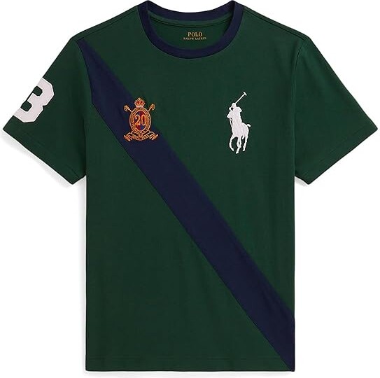 Polo Ralph Lauren Kids Big Pony 20th Anniversary Crest T-Shirts (Big Kid) Boy's T Shirt Vintage Pine/Newport Navy : LG (14-16 Big Kid)
