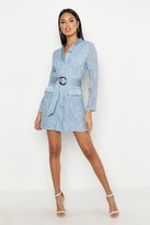 Thumbnail for your product : boohoo Lace Belted Wrap Dress