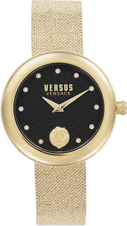 Versus Versace Versus Lea IP Yellow Gold & Black Guilloché Dial Bracelet Watch/35MM