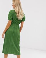 Thumbnail for your product : ASOS DESIGN midi plisse tea dress with resin buckle
