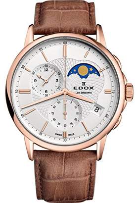 Edox Men's 'Les Bemonts' Swiss Quartz Stainless Steel and Leather Dress Watch