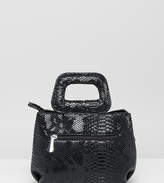 Thumbnail for your product : PrettyLittleThing top handle bag in black faux snake