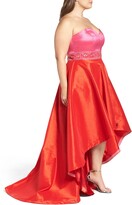 Thumbnail for your product : Mac Duggal Strapless Colorblock High/Low Gown