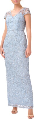 Adrianna Papell Embroidered Column Gown
