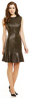 Antonio Melani Fine Leather Mila Flounce Dress