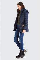 Thumbnail for your product : Select Fashion Fashion Navy Belted Fur Lined Padded Jacket - size 10