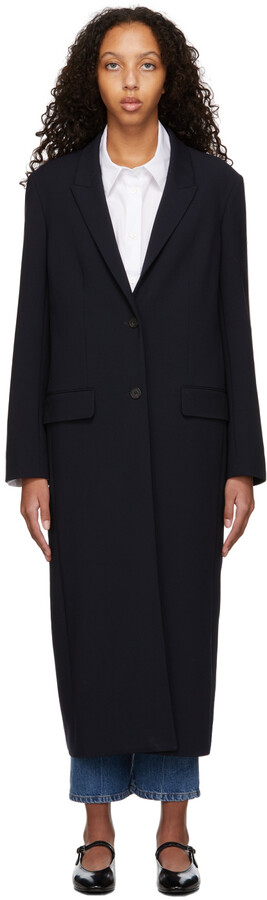 wool navy coat ladies