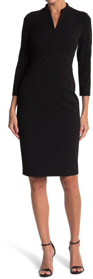 calvin klein split neck sheath dress