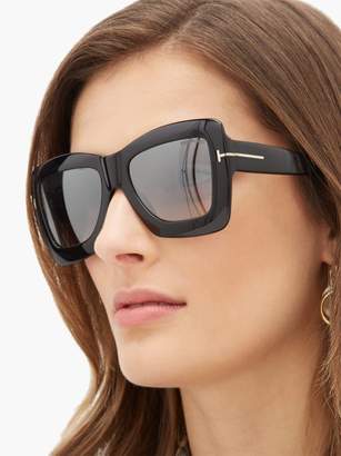 Tom Ford Eyewear - Oversized Acetate Butterfly Sunglasses - Womens - Black