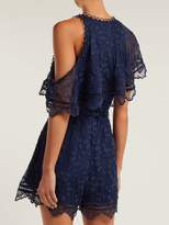 Thumbnail for your product : Zimmermann Mercer Bird Floating Silk Playsuit - Womens - Navy