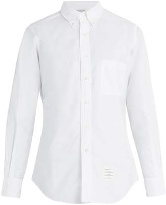 Thom Browne Button Down Collar Cotton Shirt - Mens - White