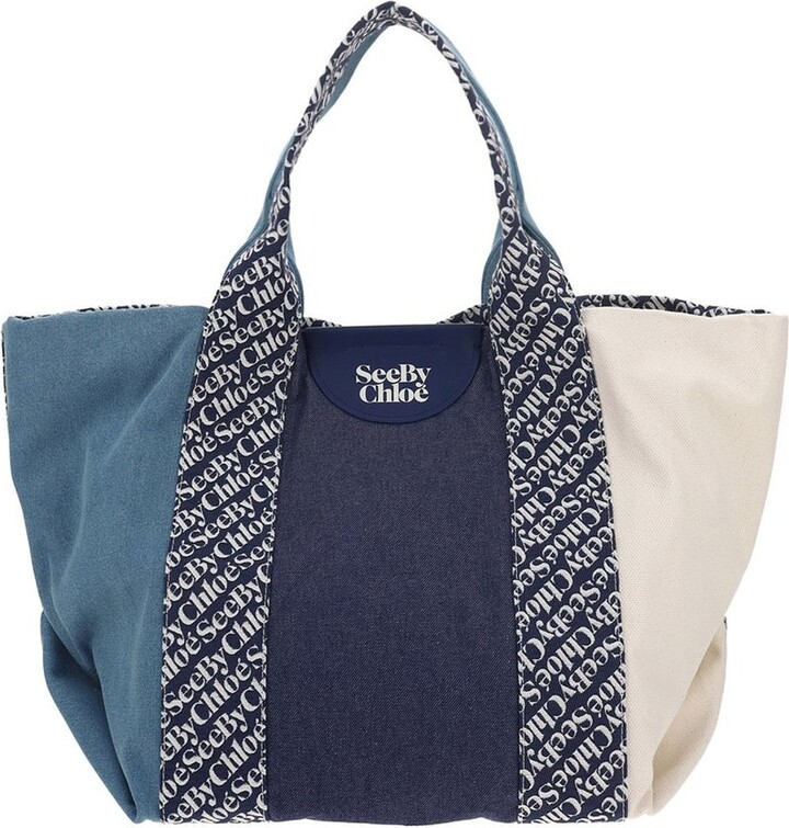 See by Chloe Color-Block Logo Printed Tote Bag - ShopStyle