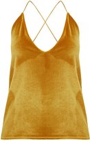 Thumbnail for your product : PrettyLittleThing Mustard Velvet Scoop Back Strappy Cami