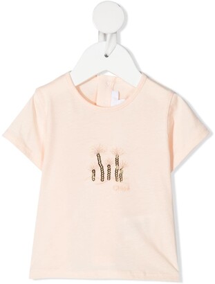 Chloé Children Sequin-Detailed Embroidered T-Shirt