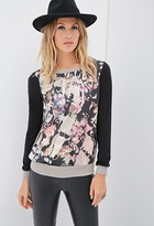 Thumbnail for your product : Forever 21 Contemporary Woven-Paneled Watercolor Floral Top