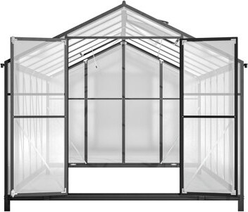 KAQCVIN Outdoor Greenhouse Heavy Duty Polycarbonate Greenhouse Large Walk-In Greenhouse With Double Doors And Two Ventilation Windows