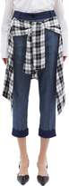 Thumbnail for your product : Hellessy 'Sentry' check plaid waist panel cropped jeans