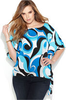 Thumbnail for your product : MICHAEL Michael Kors Size Short-Sleeve Printed Side-Tie Top