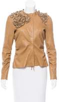 Thumbnail for your product : Valentino Leather Ruffle-Trimmed Jacket