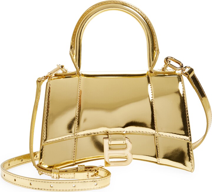 Balenciaga Extra Small Hourglass Top Handle Metallic Leather Bag - ShopStyle