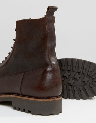 ASOS Lace Up Boots In Brown Leather