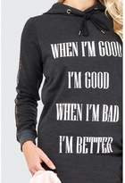 Thumbnail for your product : Select Fashion METTALIC SLOGAN HOODIE DRESS - size 6