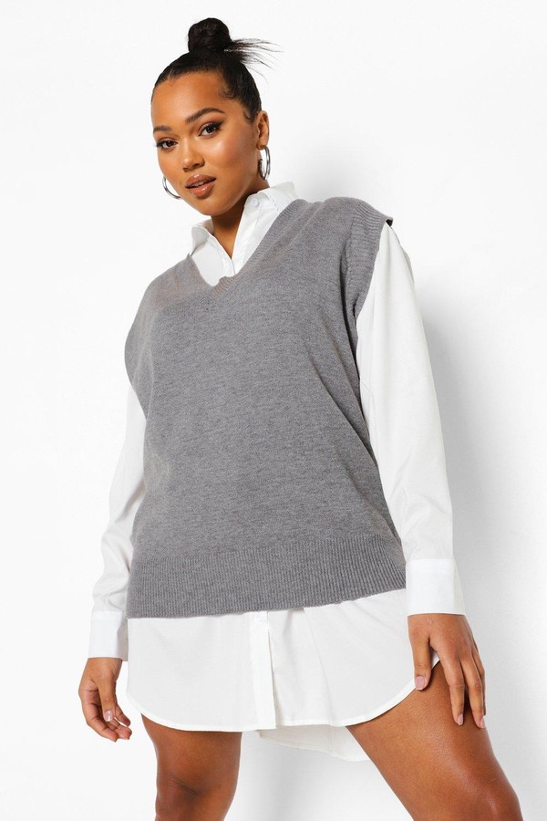 2 in 1 shirt jumper plus size Clearance