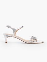 Thumbnail for your product : Talbots Pila Perforated Kitten-Heel Sandals-Metallic Leather