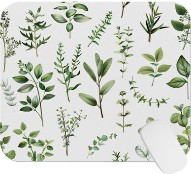 Dakota Fields Botanical Plants & Herbs VII Cottage & Cottagecore Gaming Cute Office Laptop Desk Pad Gift Mat Square Rectangle Non-Slip Mousepad
