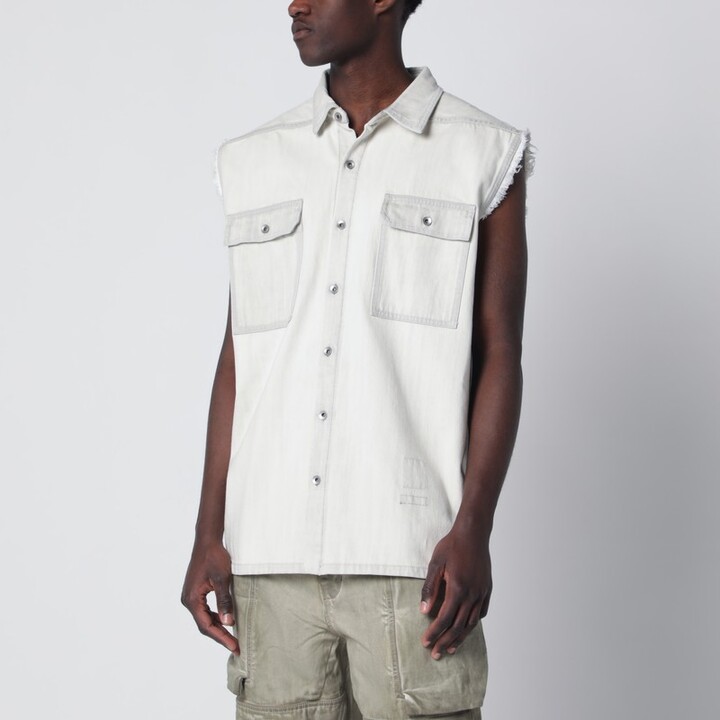 Drkshdw White vintage-effect denim vest