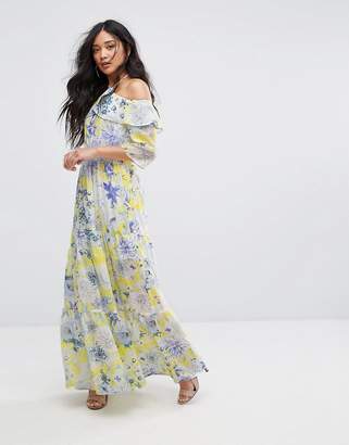 boohoo Tie Detail Floral Print Maxi Dress