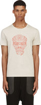 Thumbnail for your product : Alexander McQueen Beige & Red Embroidered Hands Skull T-shirt